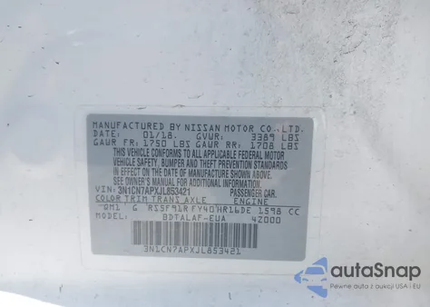 2018 Nissan Versa 1.6 S from USA, damaged, VIN 3N1CN7APXJL853421